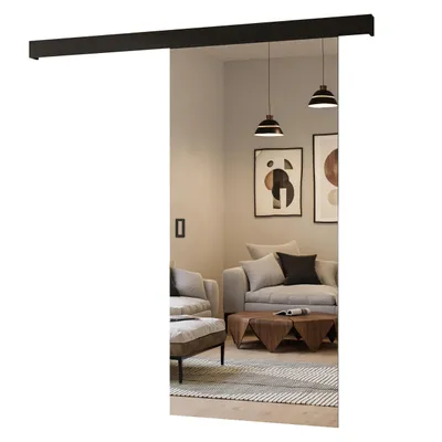 Produktbild von RICO II Schiebetür mit Spiegel Schwarz 106 cm