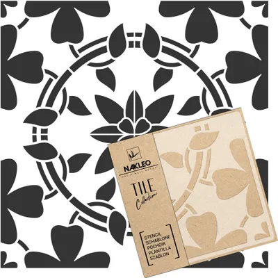 Produktbild von Tile Fliesen Schablone zum Malen 15x15 cm, Manresa Blume Kreis Ornament, Kunststoff Wiederverwendbare Bodenschablone DIY