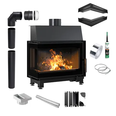 Immagine prodotto di Inserto camino in acciaio KRATKI SIMPLE sinistro 6 kW Ø 150 rivestimento nero