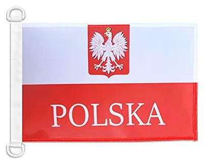 Bootvlag Polen mit Adler 45x30 cm, Kunststoffringe