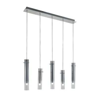 Produktbild von Lucande LED-Deckenleuchte Korvitha, 5-flammig, grau, Glas