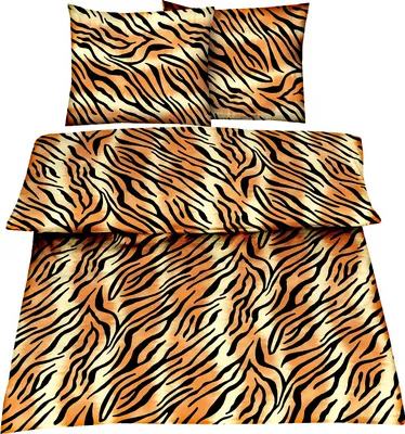 Produktbild von 3-tlg Mikrofaser Bettwäsche Set Bettgarnitur Bettbezug 200x220 2x Kissenbezug 80x80 cm NEU Uni Tiger Katze Modern Tierfell Tierprint