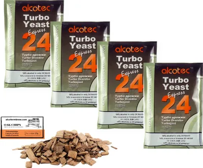 Produktbild von 4 x Alcotec Turbohefe - Express 24 Pure, Alkohol Brennhefe, Gärhefe, Wodkahefe, Turbo Hefe, Wodka Hefe