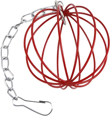 Productafbeelding van Hooihouder Huisdieren - Hooirek Dispenser - Voorkomt Verspilling - Metalen Kauwspeelgoed - 6 x 6 cm - Rood