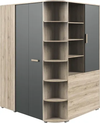 Produktbild von Eck-Kleiderschrank Drehtürenschrank Holzschrank Schrank begehbar "Canton V"