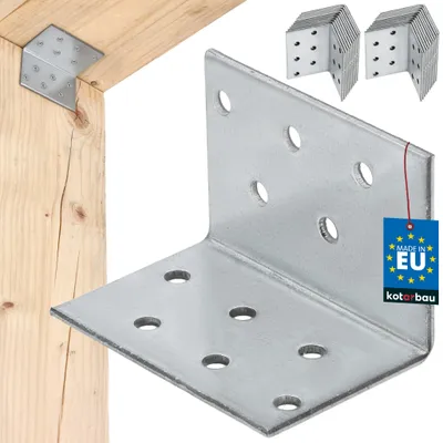 Produktbild von KOTARBAU® 25er Set Winkelverbinder Schwerlastwinkel 40x40x60mm verzinkter Stahl Winkel Stahlwinkel Stabil Langlebig Balkenverbinder Silber