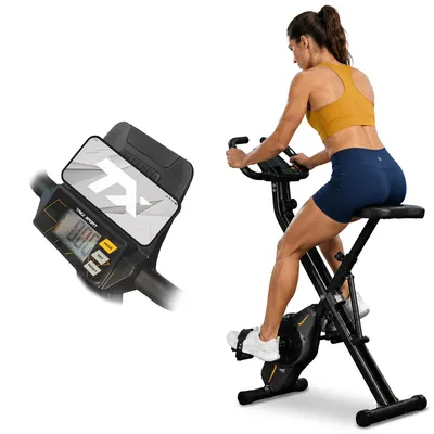 Produktbild von TREX SPORT Heimtrainer Fahrrad klappbar TX-340XB BRIZ | Hometrainer Fahrrad 10 Stufen, 6 Sitzhöhen, leise | Fitnessbike Heimtrainer bis 100kg, Schwarz