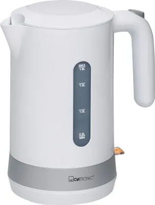 Produktbild von Clatronic Wasserkocher 1,8L mit verdecktem Edelstahlheizelement | Kettle mit herausnehmbarem Kalkfilter & verriegelbaren Deckel | Einhandbedienung | 2200W | Wasserkocher weiß | WK 3452