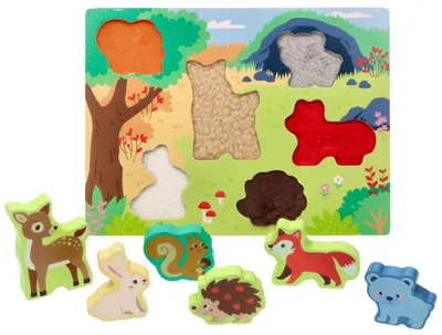 Obrázek produktu pro Dřevěné zábavné vkládací puzzle Adam Toys, lesní zvířátka 3D