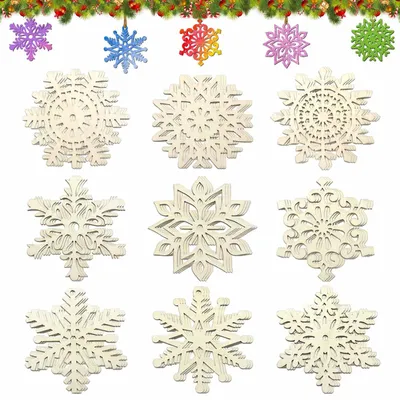 Holz-Weihnachtsbaumanhänger, 36 Stück, 9 Motive, 9 cm