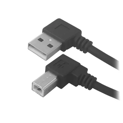 Produktbild von G43 Bolwins USB-2.0-Druckerkabel A auf B – 90° links abgewinkelt, USB-A Stecker auf USB-B Stecker