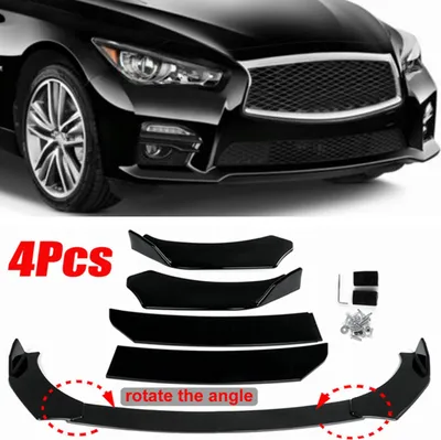 Produktbild von MECO 4 Stück Universal Frontlippe Kinnstoßstange Bodykits Spoilerlippe Passend für alle Modelle - Glanz Schwarz