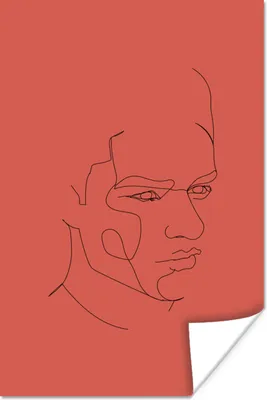 Produktbild von MuchoWow® Poster Mann - Gesicht - Strichzeichnung 80x120 cm - Papierdruck