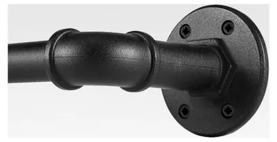 Produktbild von Ausziehbare Gardinenstange aus Metall in Schwarz, Wand- und Deckenmontage, 88-266 cm