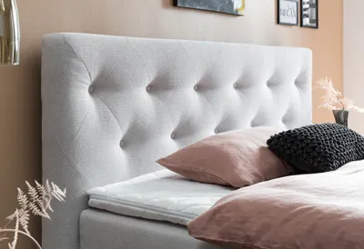 Produktbild von Belanoti MARBO Boxspringbett 180x200 mit Bettkasten 7-Zonen Taschenfederkern Matratze inklusive Visco Topper Bett 180x200 Eiche in der Farbe Weissgrau H2/H3 Polsterbett mit Massivholz Eiche