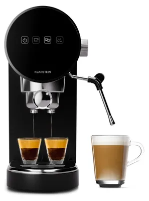 Image de Klarstein Cafetiere avec Mousseur de Lait, Cafetières, Machines à Café et Machines à Expresso 0.9L, Petite Cafetière Electrique Acier Inoxydable 1360W pour Café Espresso, Latte, Cappuccino