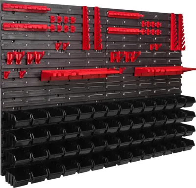 Immagine prodotto di Sistema di stoccaggio a parete 1152 x 780 mm parete attrezzi 56 pezzi scatole impilabili plastica
