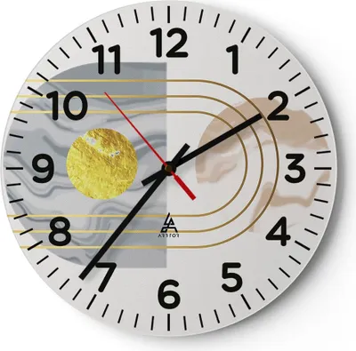 Produktbild von Wanduhr - Rund - Glasuhr - Modern Gold abstrakt - 40x40cm - Schleichendes Uhrwerk - Lautlos - zum Aufhängen bereit - Dekoration Modern - Wanddekoration aus Glas - C4AR40x40-4574