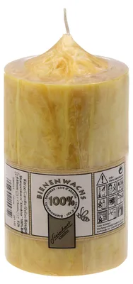 Produktbild von 100% Bienenwachs Stumpenkerze "Struktur" Honig 90 x Ø 55 mm