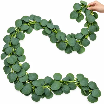 Produktbild von Eukalyptus Girlande Kunstpflanze 180 cm Hänge Deko Grün Hochzeitsdeko Balkondeko