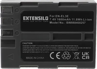 Produktbild von EXTENSILO Akku Ersatz für Nikon EN-EL3e für Kamera (1600 mAh, 7,4 V, Li-Ion)
