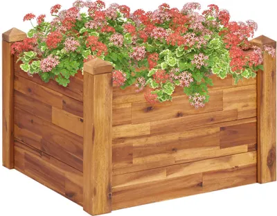 Image de The Living Store lit surélevé de jardin 60 x 60 x 44 cm bois massif acacia
