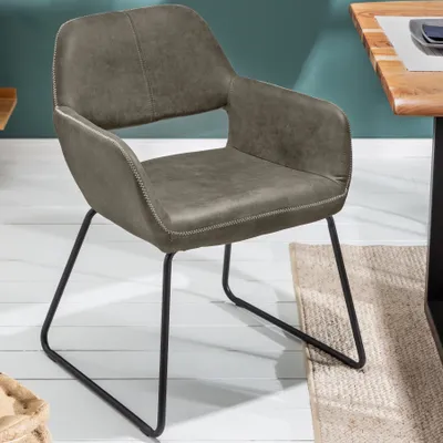 Produktbild von Design Stuhl MUSTANG antik taupe Microfaser mit Armlehne