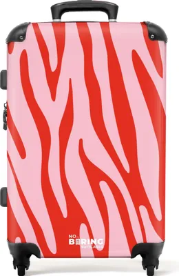 Produktbild von NoBoringSuitcases.com® Großer Koffer - Rot mit rosa Zebramuster - Kombinationsschloss TSA - Hartschalen Trolley 4 Rollen - 72 liter - Reisekoffer - 66 cmKoffer Mittelgroß 67x43x25 cm, 72L,