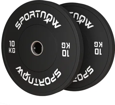 Produktbild von Olympische Hantelscheiben 2x10kg Set - Gummibeschichtet, Geräuscharm, Schwarz - Fitness Gewichte für Krafttraining