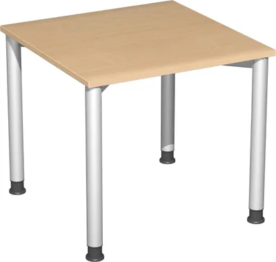 Produktbild von Geramöbel Schreibtisch höhenverstellbar, 800x800x680-800, Buche/Silber, S-555101-BS