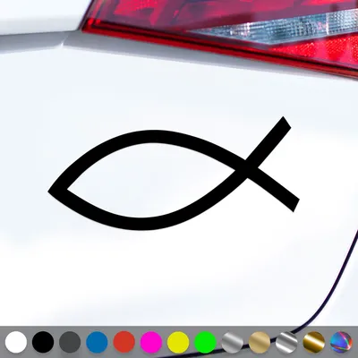 Produktbild von PantherPixel Ichthys Aufkleber Jesus Fisch Christus Kirche Sticker Auto Geschenkidee Farbe Schwarz