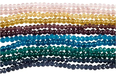 Produktbild von Glas- und Facettperlen - Sortiment, D 4 mm, Lochgröße 1 mm, 12x45Stk/ 1 Pck [HOB-60995]