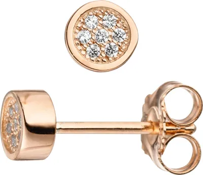 Produktbild von JOBO Ohrstecker rund 925 Silber rotgold vergoldet mit Zirkonia Ohrringe