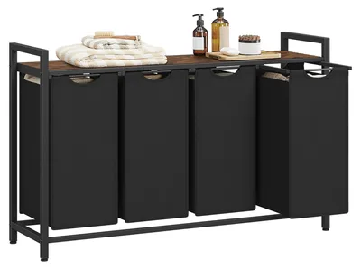 Produktbild von Wäschesammler - Wäschesortierer 4-fach - 4x40 L Volumen - Herausnehmbare Beutel - Oxford-Gewebe - Stabiler Metallrahmen - Schwarz