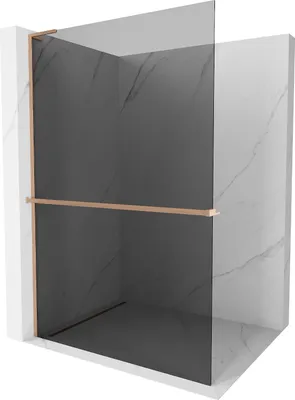 Image de Mexen Kioto+ L paroi de douche avec étagère Walk-in 120 x 200 cm, graphite, laiton brossé - 800-120-123-65-40