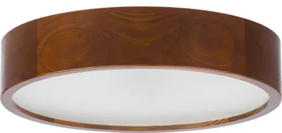 Produktbild von STOLARNIA PIKA Schlafzimmerlampe - Runde Holz Deckenlapme Nussbaum 2xE27 (∅37 cm) - Modern Dunkelbraun Deckenleuchte für, Wohnzimmer, Flur, Küche