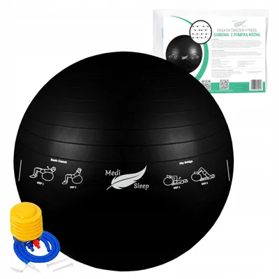 Zdjęcie produktu dla Piłka do ćwiczeń, gimnastyczna 65cm czarna Medi Sleep