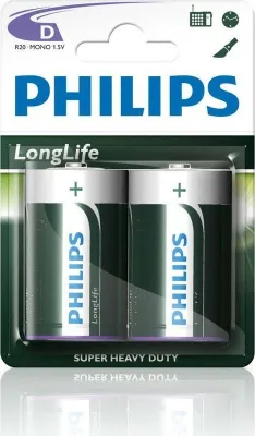 Produktbild von Philips Longlife-Akku R20 (D), 2 Stk.