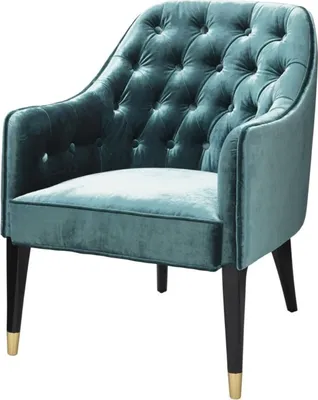 Produktbild von Casa Padrino Luxus Sessel Ägäisches Grün / Schwarz / Gold 65 x 80 x H. 88 cm - Chesterfield Möbel
