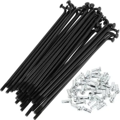 Produktbild von 1 Satz Universal-Fahrradspeichen 12G 110mm Länge Fahrradrad-Speichen-Nippel Schwarz Kohlenstoffstahl