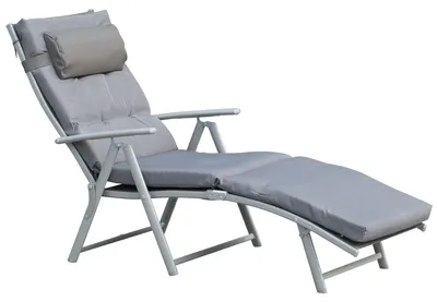 Produktbild von Outsunny Sonnenliege Strandliege Gartenliege Klappbar Verstellbar Metall Grau