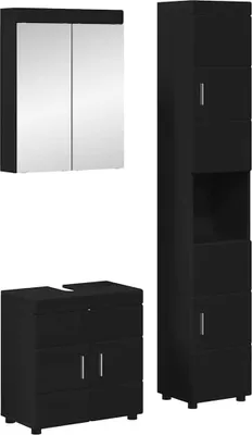 Zdjęcie produktu dla Zestaw mebli łazienkowych TULUM 3 pcs Czarny 60 x 34 x 63 cm