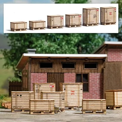 Produktbild von Busch 1811 - 1/87 / H0 Paletten mit Holzkisten - Neu