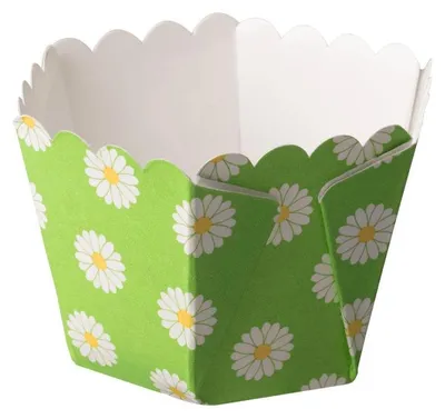 Produktbild von Demmler Hexagon Backform - Gänseblümchen - zum Backen und Verzieren von Dessert - 4 Stück - 6,5x7 cm - Ofenkarton