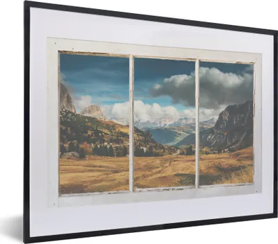 Produktbild von MuchoWow® MuchoWow® Gerahmtes Poster Aussicht - Landschaft - Hügel 40x30 cm - Poster mit zchwarzem Bilderrahmen - Bilderrahmen - Poster im Rahmen