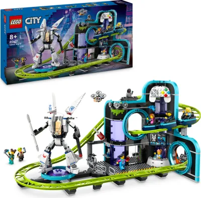 Produktbild von LEGO City Achterbahn mit Roboter-Mech, Spielzeug-Vergnügungspark, Spielset für Jungen und Mädchen ab 8 Jahren, Geschenk für kreative Kinder 60421