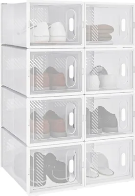 Image de Boîte à chaussures PRO - Transparent - 8 pièces - Empilable - Système de rangement moderne