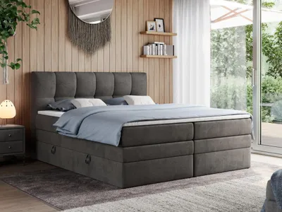 Produktbild von Boxspringbett mit Doppelmatratze - ALVIN-KING - 180 x 200 cm - Dunkelgrau - H4