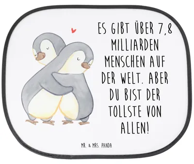 Produktbild von Mr. & Mrs. Panda Sonnenschutz Auto Pinguine Kuscheln - Weiß - Geschenk, für Frauen, Mitbringsel, Autoscheibe, Valentinstag, pkw, Freundin, Hochzeitstag, Partner, Fenster
