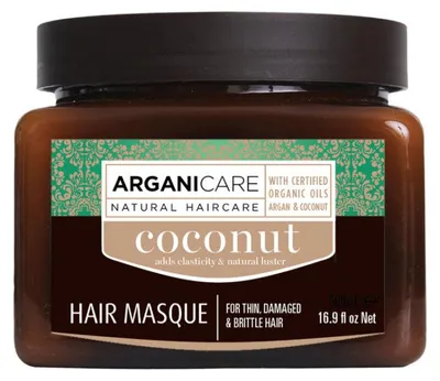 Imagen del producto de ArganiCare, mascarilla hidratante para el cabello con aceite de coco, nutritiva y acondicionadora, uso semanal, 500 ml